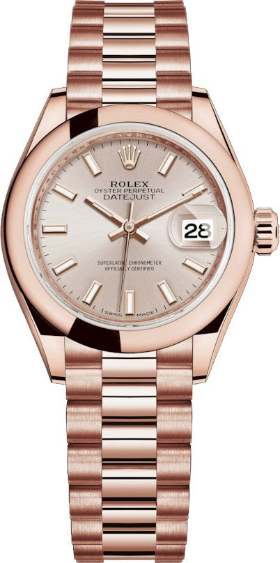 Rolex Lady-Datejust 28 Solid 18K Rose Gold Watch 279165-0001