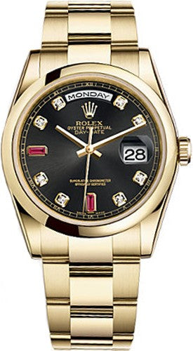 Rolex Day-Date 36 Black Dial Watch 118208-0322