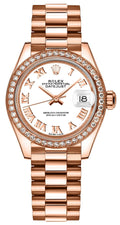 Rolex Lady-Datejust 28 White Roman Numeral Gold Watch 279135RBR